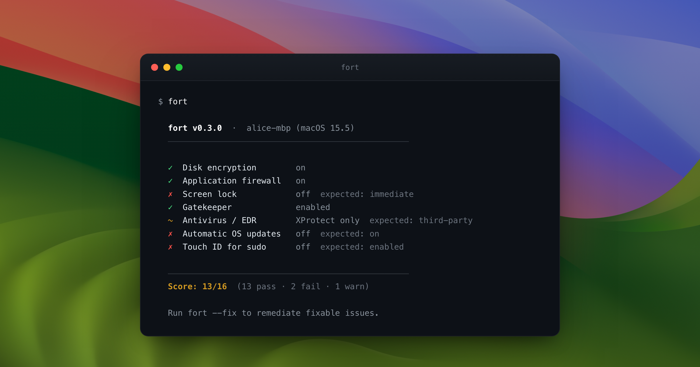 fort — macOS Security Audit & Hardening Tool (Free, Open Source CLI)